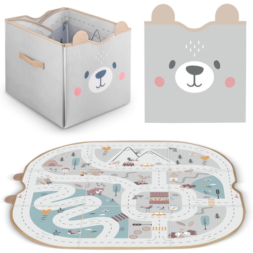 Pojemnik na zabawki i mata 2w1 96x104cm organizer Nukido szary