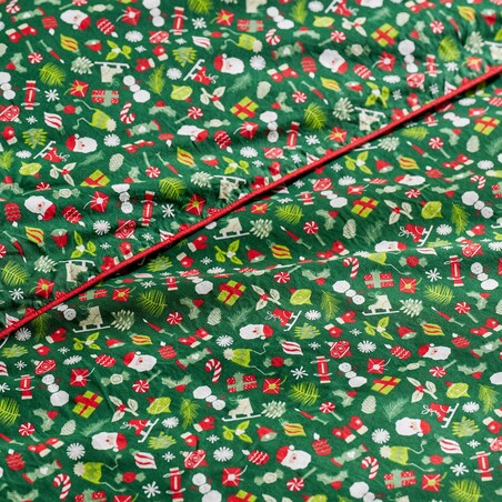 Pościel bawełniana z lamówką Festio 200x220 cm z motywem mikołaja