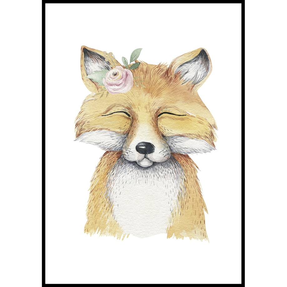 plakat lisek z kwiatkiem 21x30 cm