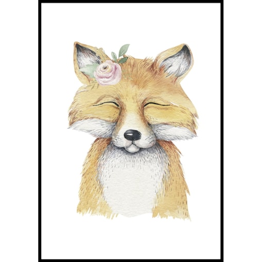 plakat lisek z kwiatkiem 21x30 cm