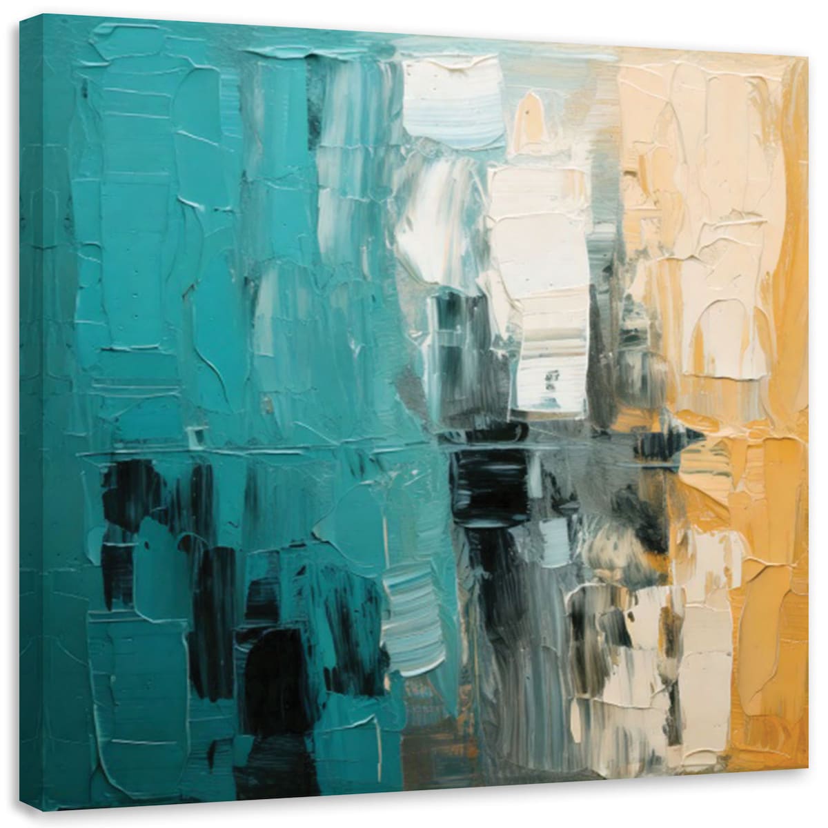 Feeby Obraz do sypialni, Abstrakcja Impresja Turkusowy 60x60