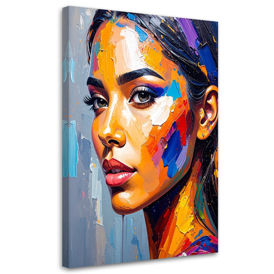 Feeby Obraz do salonu sypialni, Twarz Pieknej Kobiety Malowany 40x60