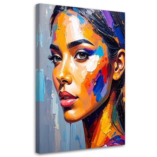 Feeby Obraz do salonu sypialni, Twarz Pieknej Kobiety Malowany 40x60