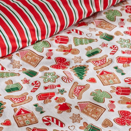 Pościel bawełniana z lamówką Ginno 160x200 cm z motywem piernika