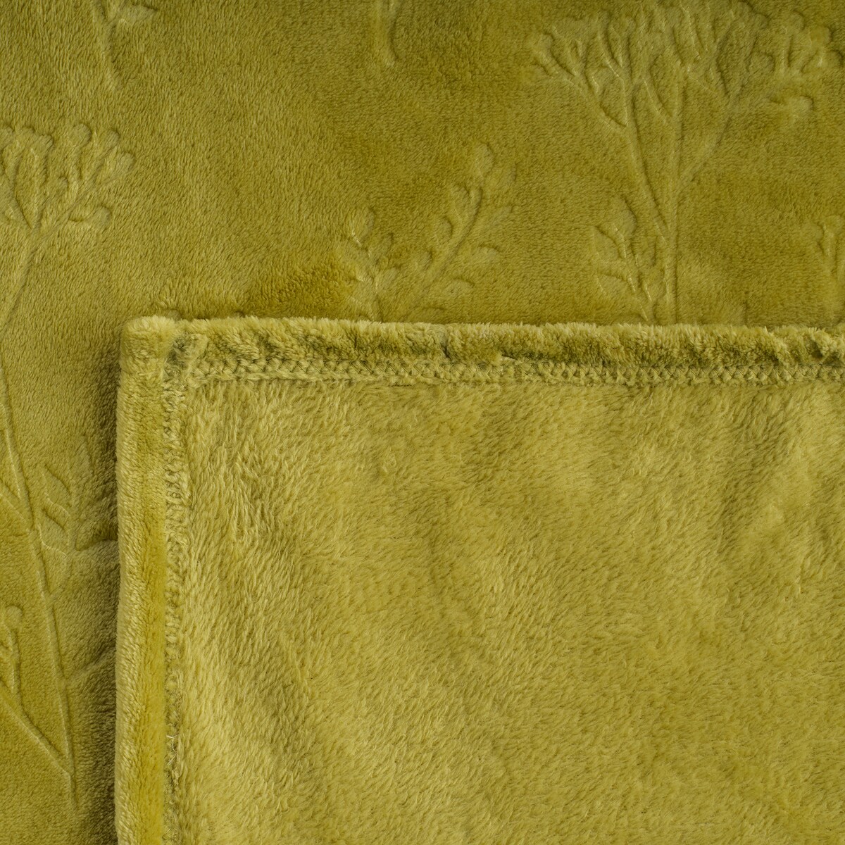 Jednokolorowy koc z wytłoczonym wzorem liściastym Yanborio 150x200 cm