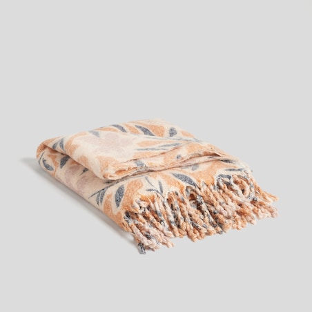 Koc Semilia 127x152 cm z motywem liściastym