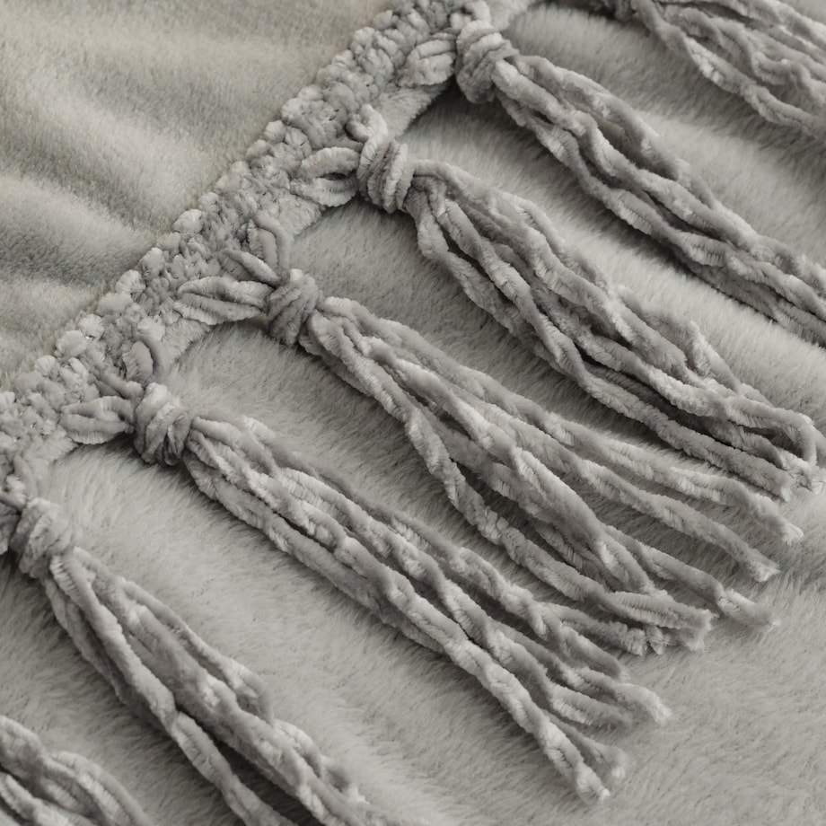 Jednokolorowy koc Tassels 130x170 cm