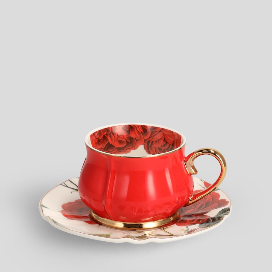 Filiżanka Ze Spodkiem Rosellinas z motywem kwiatowym