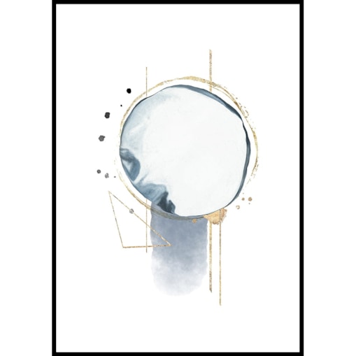 plakat abstract blue and gold no 2 30x40 cm