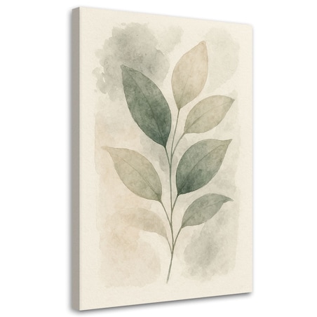 Feeby Obraz Japandi, Listki Akwarela Beż Zieleń Naturalna 40x60