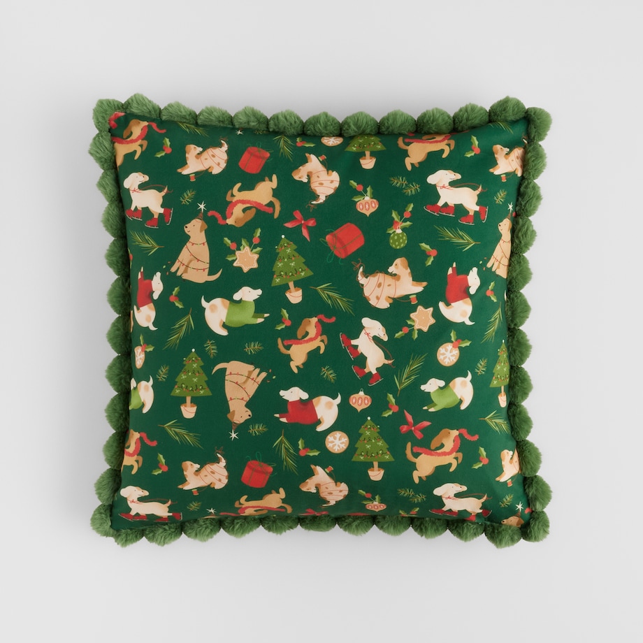 Poszewka z nadrukiem Dogimas 45x45 cm z motywem choinki