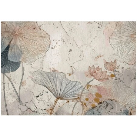 Fototapeta Do Sypialni Salonu Na Flizelinie Kwiaty Abstrakcja Beżowy 400x280