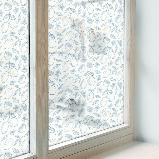 Folia okienna chroniąca prywatność - Dekoracyjny motyw cytryn w stylu klasycznym
