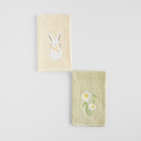 Komplet ręczników dekoracyjnych do twarzy lub rąk 2szt Daffelis 30x50 cm z motywem kwiatowym i królika