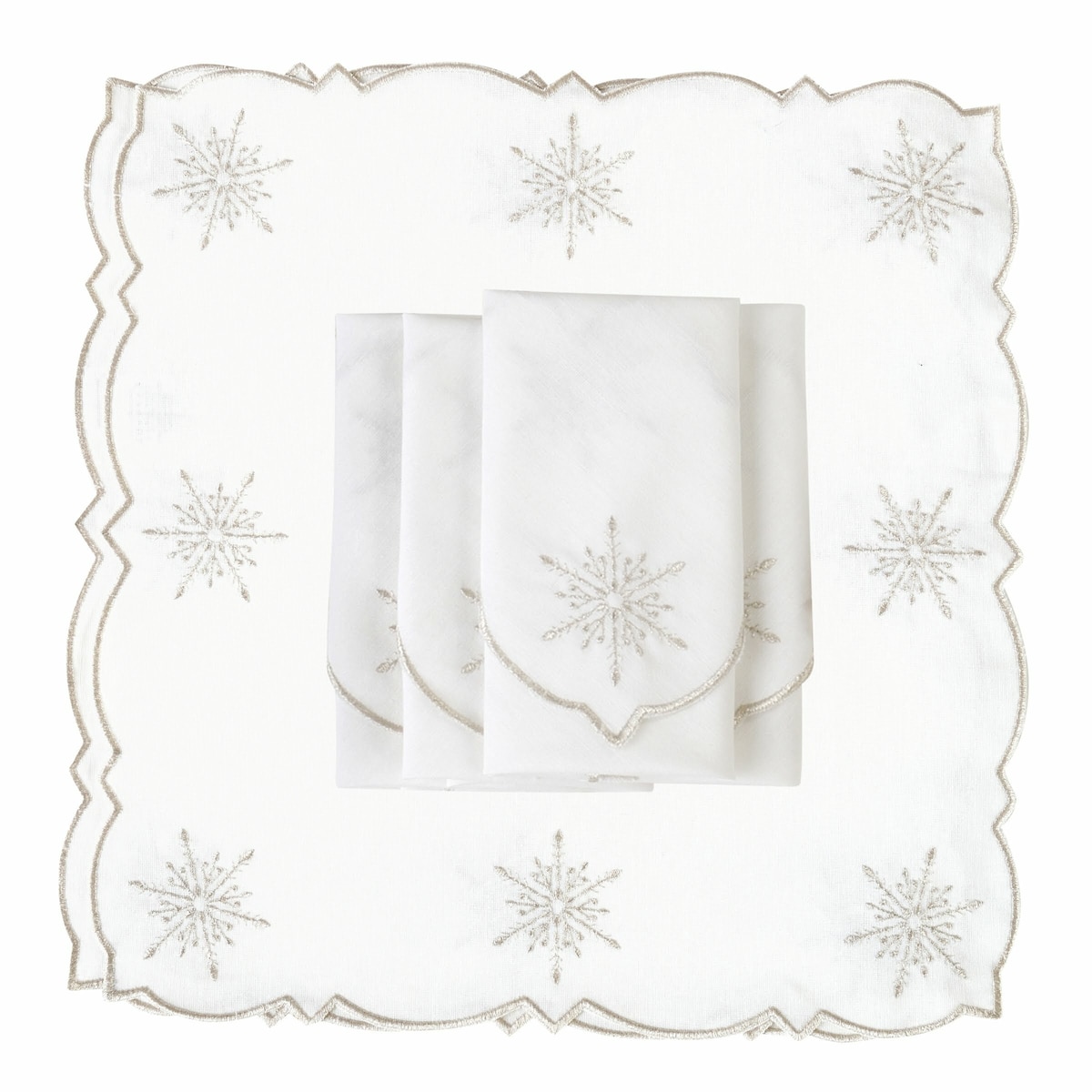 Haftowane serwetki z motywem gwiazd – Silver Stars – komplet 6 szt.