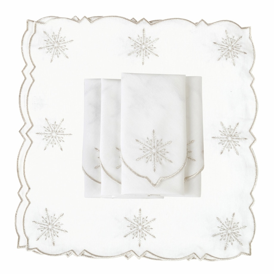 Haftowane serwetki z motywem gwiazd – Silver Stars – komplet 6 szt.