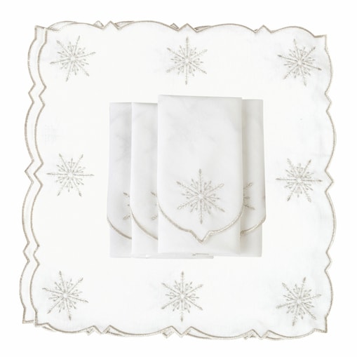 Haftowane serwetki z motywem gwiazd – Silver Stars – komplet 6 szt.