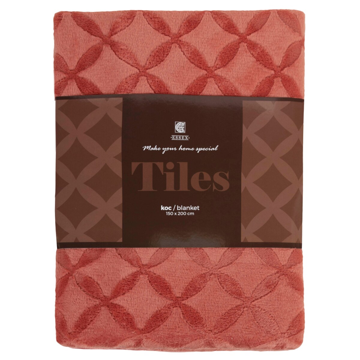 Jednokolorowy koc z wytłoczonym wzorem Tiles 150x200 cm