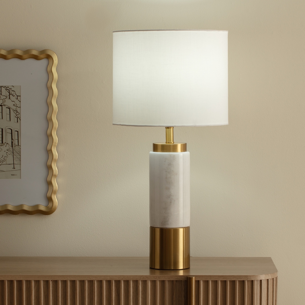 Lampa Stołowa z Marmurową Podstawą Marble