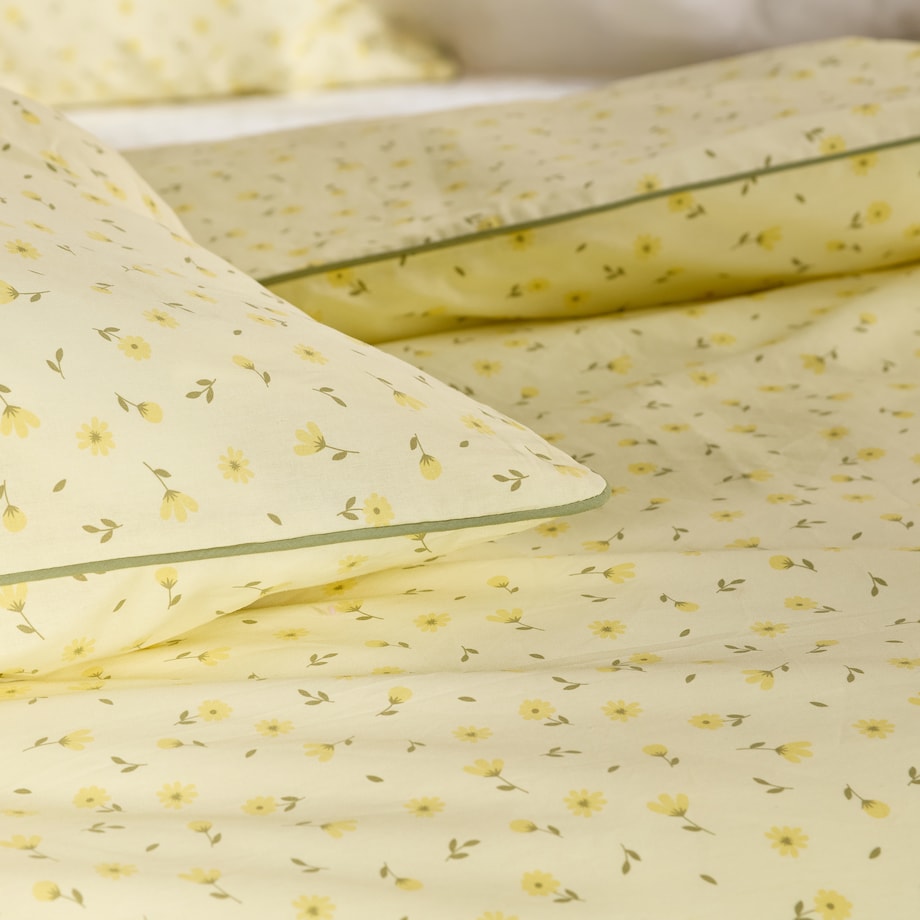 Pościel bawełniana z lamówką Avis 160x200 cm z motywem kwiatowym