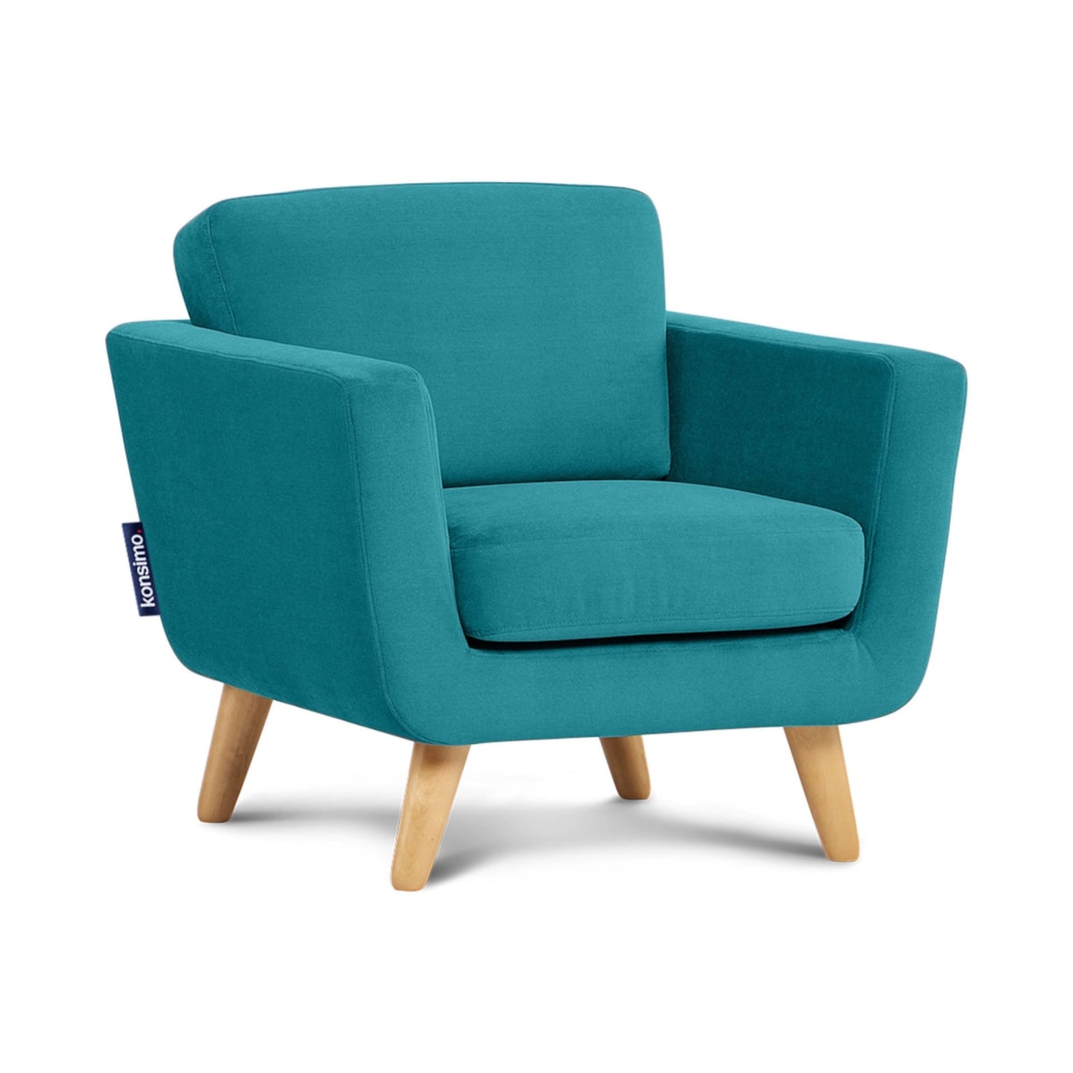 KONSIMO TAGIO Turkusowy fotel skandynawski