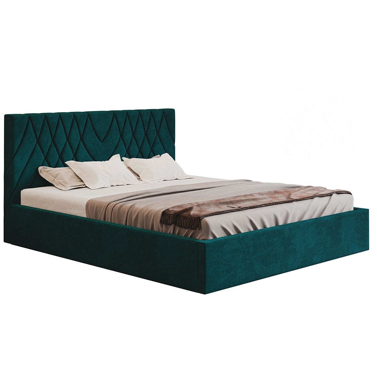 Łóżko do sypialni 180x200 OLDO 5 dwuosobowe, z pojemnikiem- turkusowe