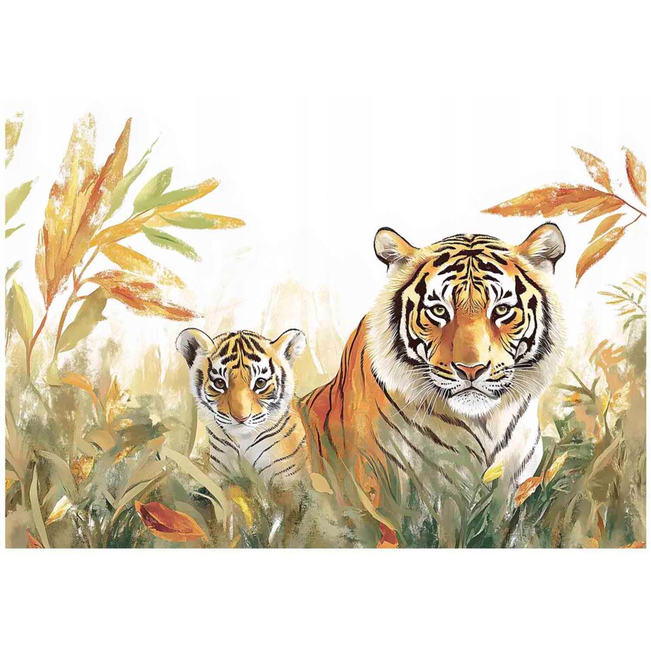 Fototapeta Dla Dzieci Na Flizelinie Tygrys Dżungla Beżowy 250x175