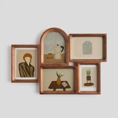 Drewniana multiramka na 5 zdjęć wallnuto