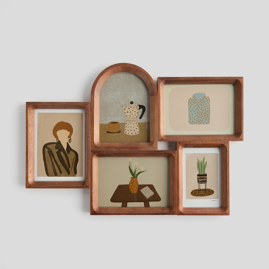 Drewniana multiramka na 5 zdjęć wallnuto