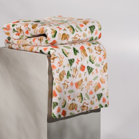 Drukowany koc Miaoumas 150x200 cm z motywem choinki