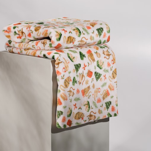 Drukowany koc Miaoumas 150x200 cm z motywem choinki