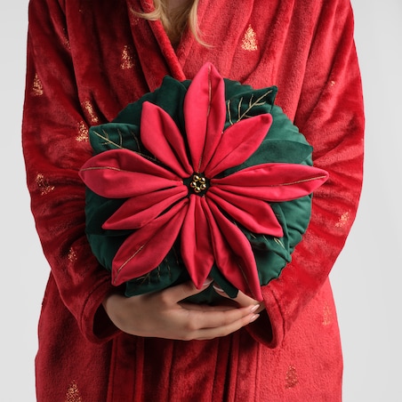 Poduszka Dekoracyjna Poinsetta z motywem gwiazdy betlejemskiej