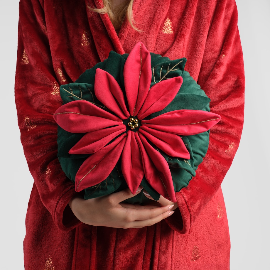 Poduszka Dekoracyjna Poinsetta z motywem gwiazdy betlejemskiej