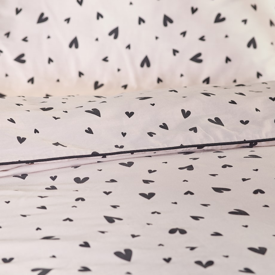Pościel z bawełny satynowej z lamówką Malorina 200x220 cm z motywem serc