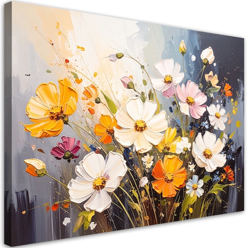 Feeby Obraz do salonu sypialni, Kolorowe polne kwiaty natura 90x60