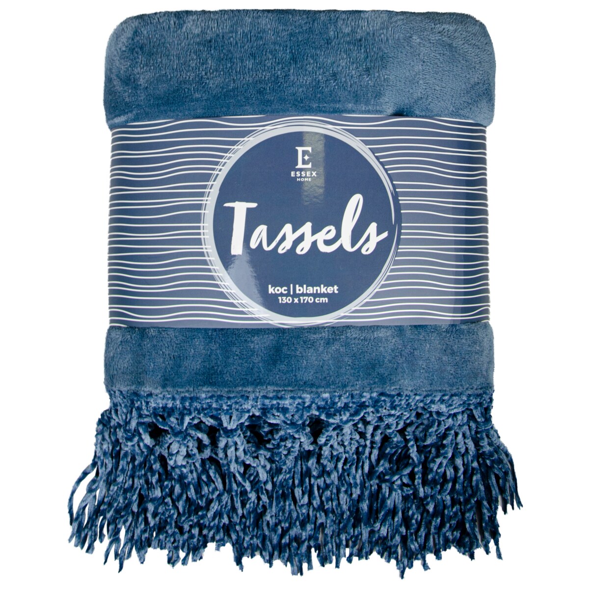 Jednokolorowy koc Tassels 130x170 cm