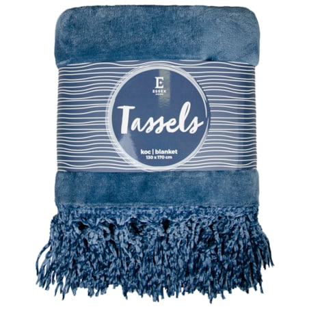 Jednokolorowy koc Tassels 130x170 cm