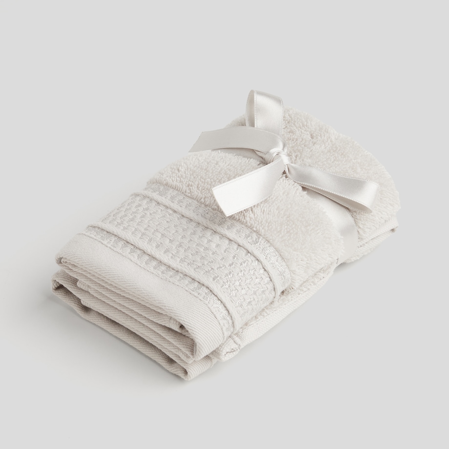 Komplet 2 szt. ręczników z bawełny egipskiej do twarzy lub do rąk Destellito 30x30 cm