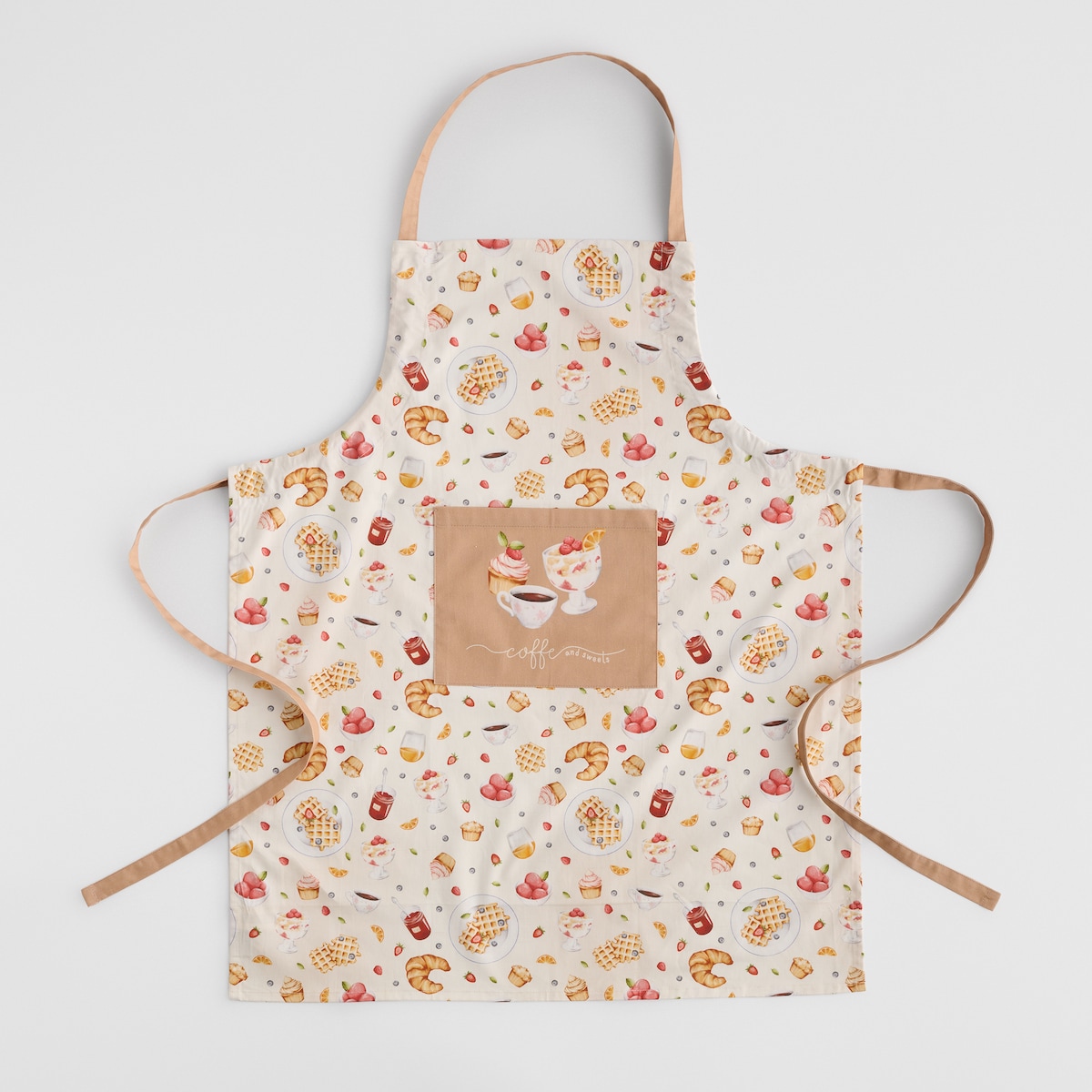 Fartuch Brunchery 70x85 cm z motywem kulinarnym