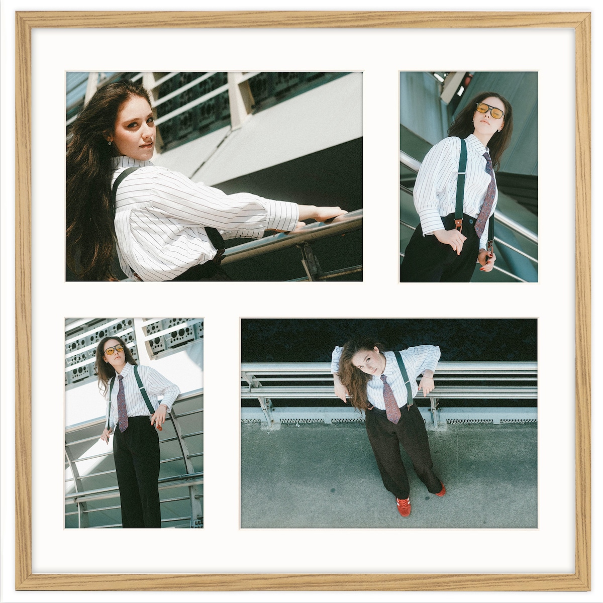 Ramka na 4 zdjęcia 2x 10x15 cm 2x 15x21 cm dębowa foto galeria 40x40 cm FRAMAI