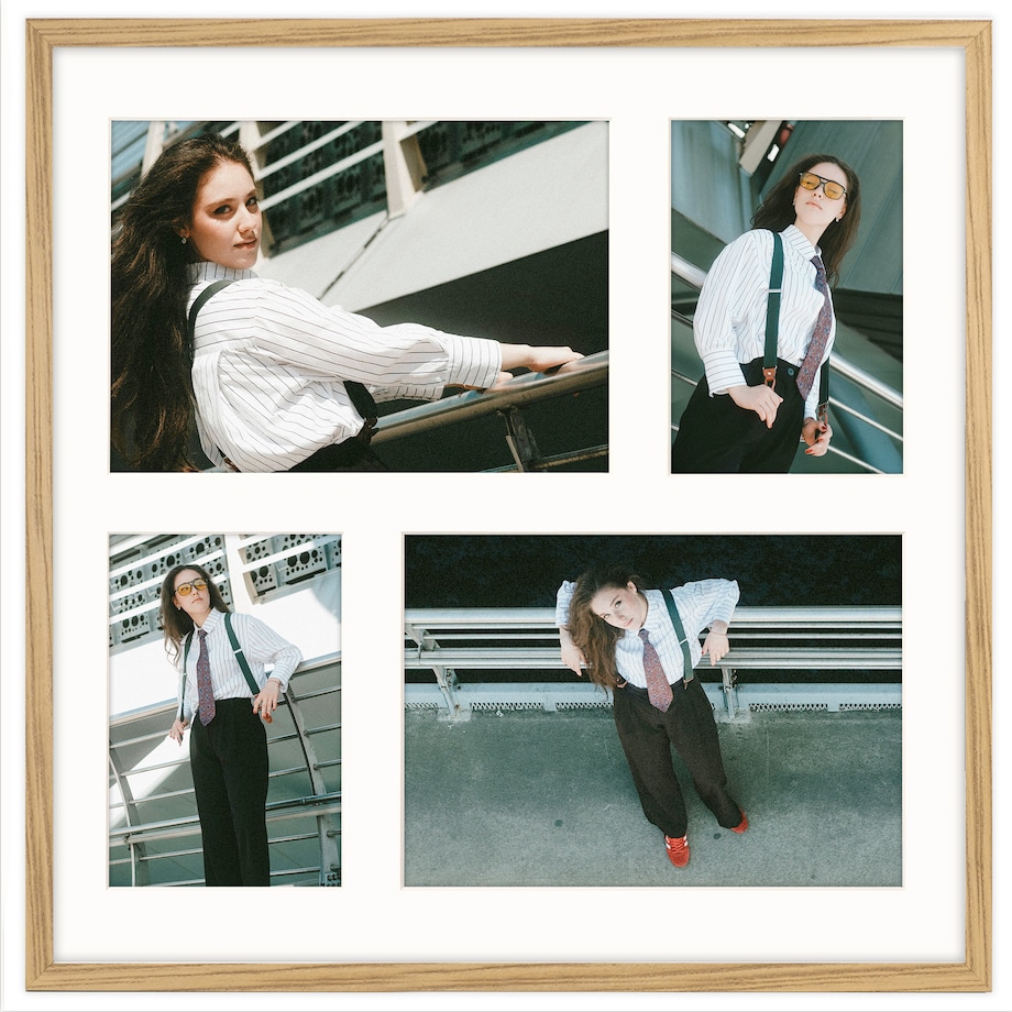 Ramka na 4 zdjęcia 2x 10x15 cm 2x 15x21 cm dębowa foto galeria 40x40 cm FRAMAI