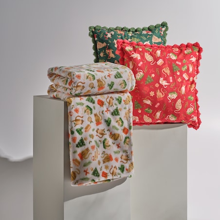 Drukowany koc Miaoumas 150x200 cm z motywem choinki