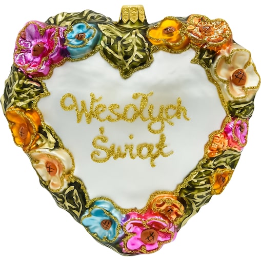 Bombka choinkowa: Serce kwiatowe: białe