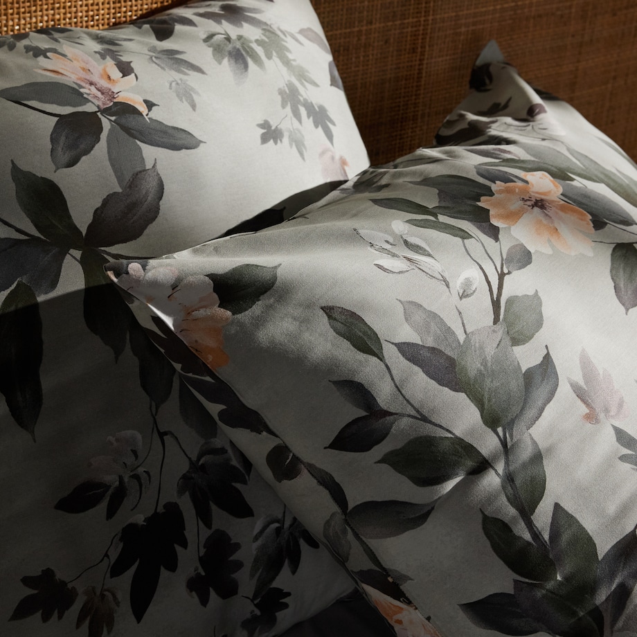 Pościel z bawełny satynowej Kasna 200x220 cm z motywem liściastym
