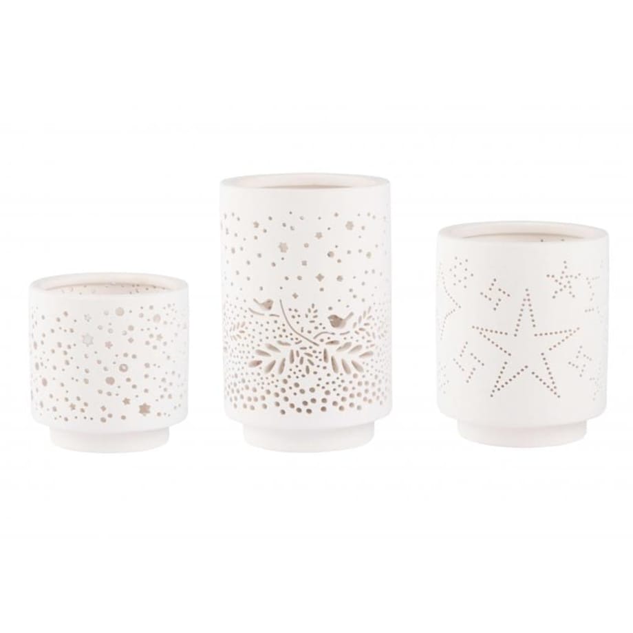 Zestaw 3 świeczników z motywem zimowym