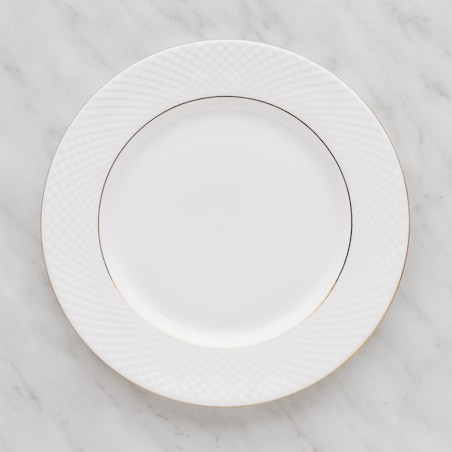 Elegancki Talerz Obiadowy z Porcelany Kostnej Eleni z motywem geometrycznym