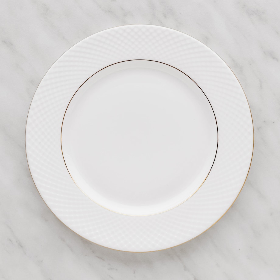 Elegancki Talerz Obiadowy z Porcelany Kostnej Eleni z motywem geometrycznym