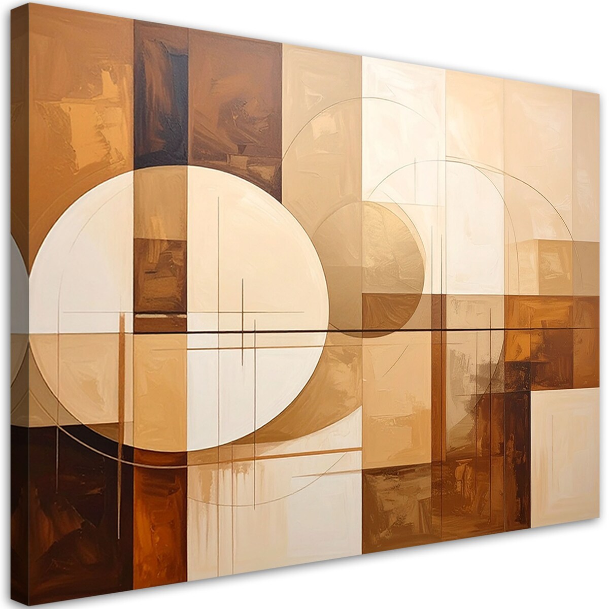 Obraz do salonu sypialni biura, Abstrakcyjne geometryczne formy w beżu