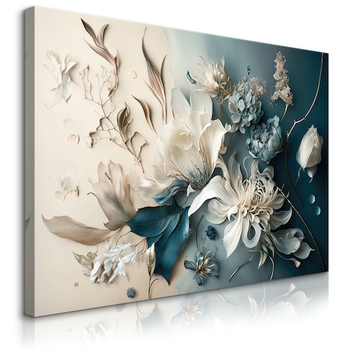 OBRAZ ŚCIENNY DO SALONU SYPIALNI ABSTRAKCYJNE KWIATY 3D STYL GLAMOUR 120x80cm