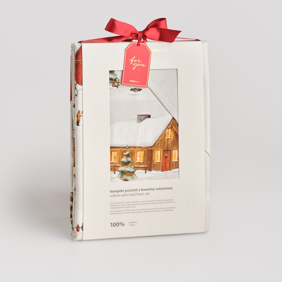 Pościel z bawełny satynowej Winhurst 200x220 cm z motywem choinki